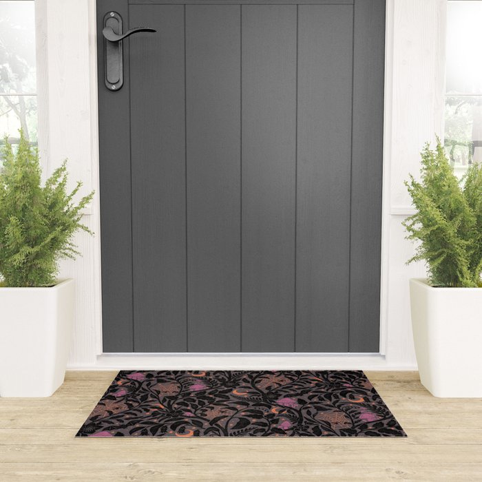 Mysterious Garden - black, gray, orange, and purple Welcome Mat Gallery Image 3