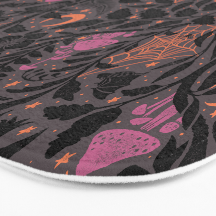 Mysterious Garden - black, gray, orange, and purple Bath Mat Gallery Image 3