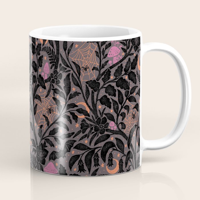 Mysterious Garden - black, gray, orange, and purple Coffee Mug Gallery Image 1