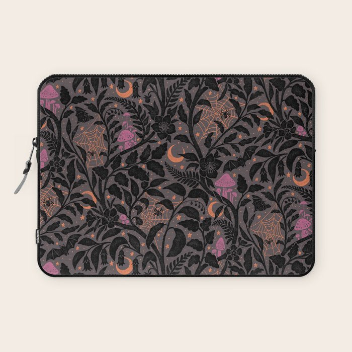 Mysterious Garden - black, gray, orange, and purple Laptop Sleeve Gallery Image 1