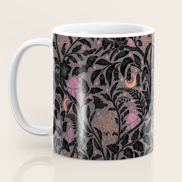Mysterious Garden - black, gray, orange, and purple Coffee Mug Gallery Image 3