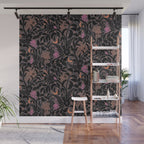 Mysterious Garden - black, gray, orange, and purple Wall Mural Gallery Image 1