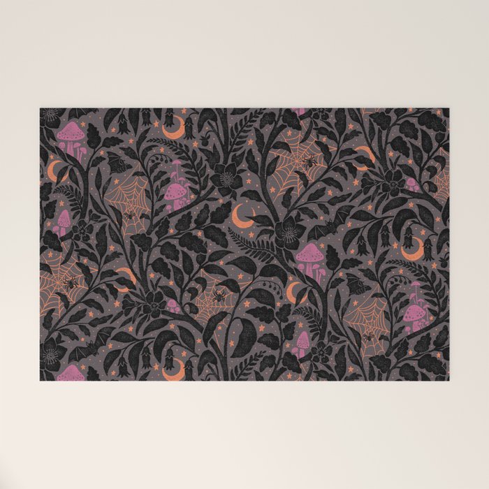 Mysterious Garden - black, gray, orange, and purple Welcome Mat Gallery Image 1