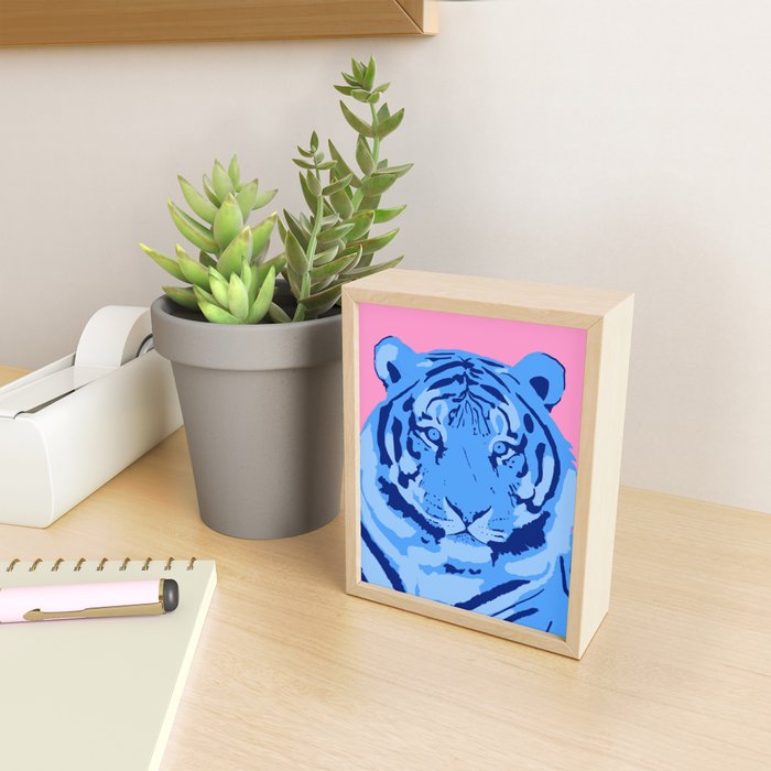 Tiger Blue & Pink Mini Art Print Gallery Image 2