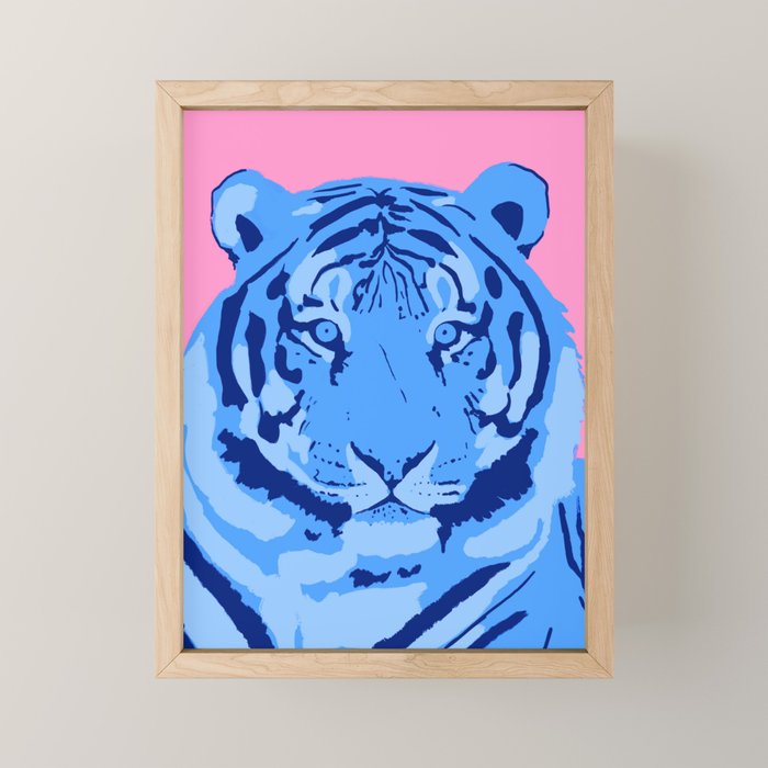 Tiger Blue & Pink Mini Art Print Gallery Image 1