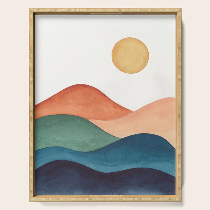Colorful Abstract Mountains Serving Tray Gallery Image 1