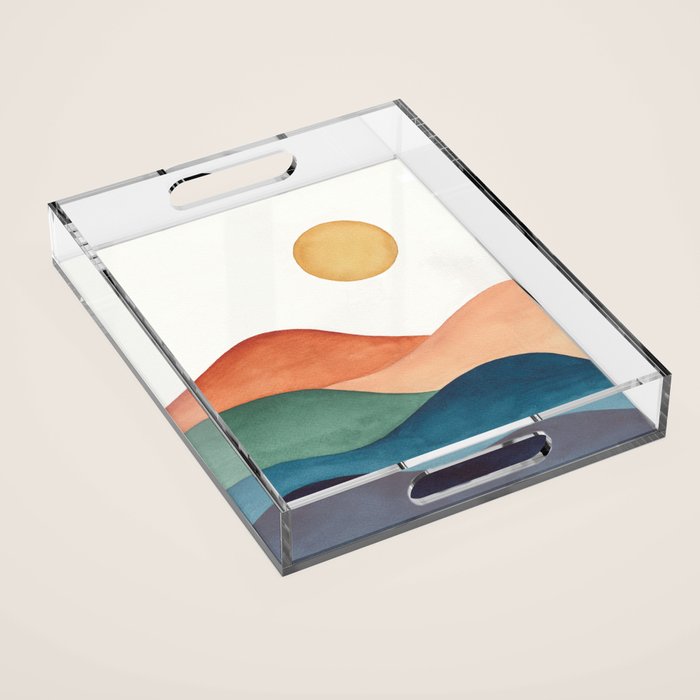 Colorful Abstract Mountains Acrylic Tray Gallery Image 1