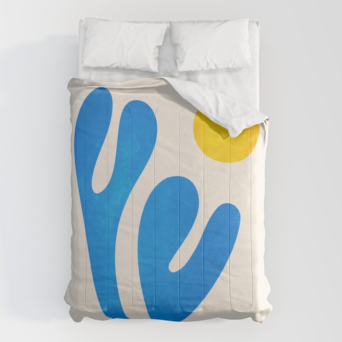 Blue Leaf & Sun: Matisse Paper Cutouts I Comforter Gallery Image 1