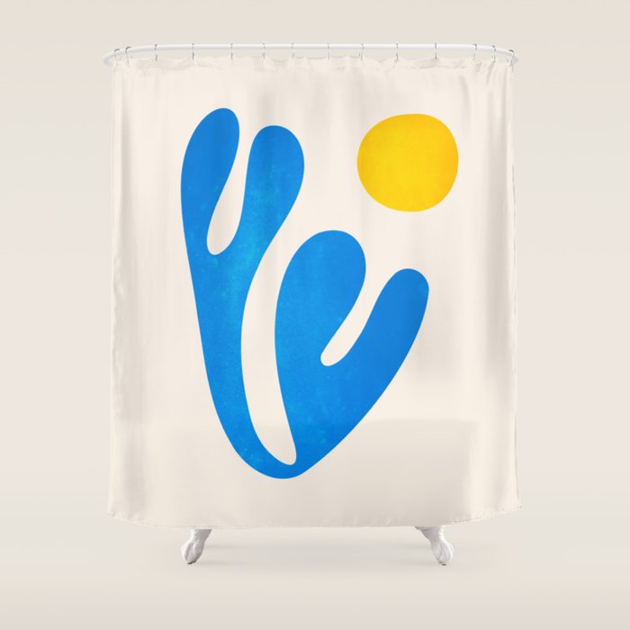 Blue Leaf & Sun: Matisse Paper Cutouts I Shower Curtain Gallery Image 1