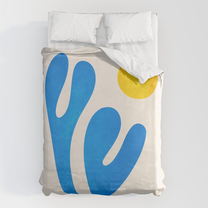 Blue Leaf & Sun: Matisse Paper Cutouts I Duvet Cover Gallery Image 1