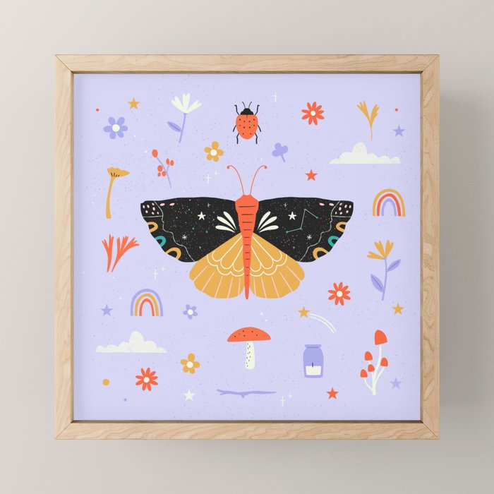 Magic butterfly Pattern Mini Art Print Gallery Image 1