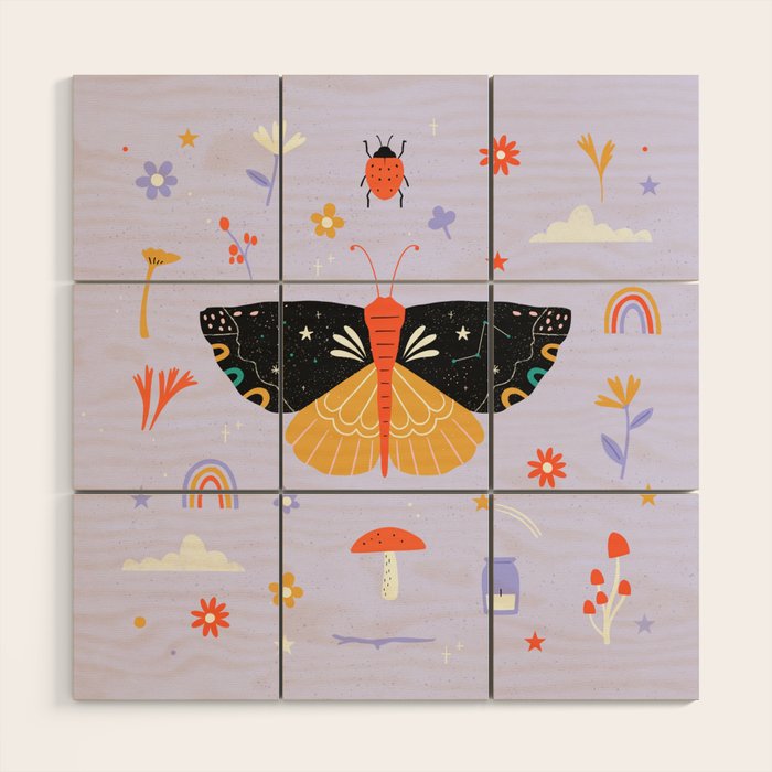Magic butterfly Pattern Wood Wall Art Gallery Image 1