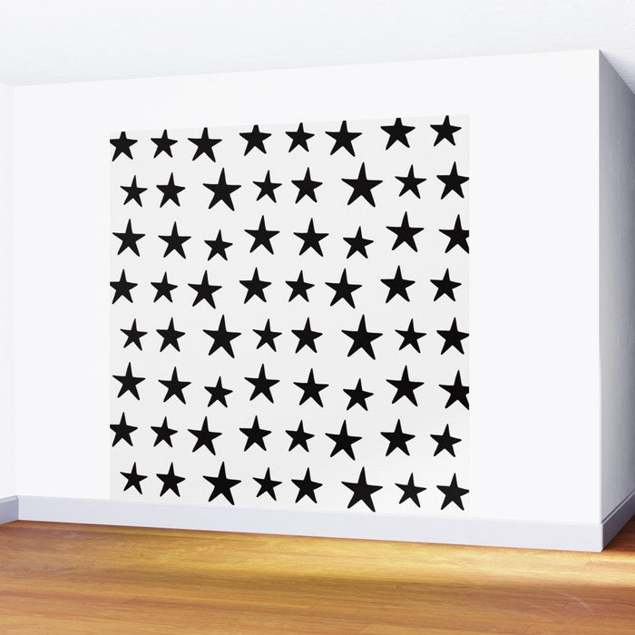 Star Pattern Black On White Wall Mural Gallery Image 2