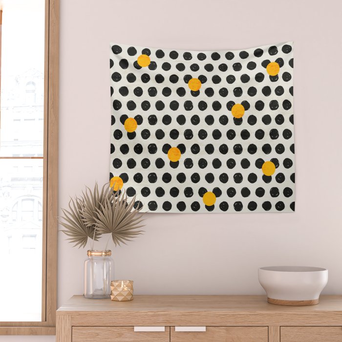 Brushed Strokes | Abstract Mid-Century Dots Pattern Wall Tapestry Gallery Image 2