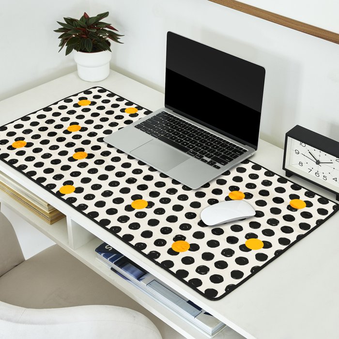 Brushed Strokes | Abstract Mid-Century Dots Pattern Desk Mat Gallery Image 2