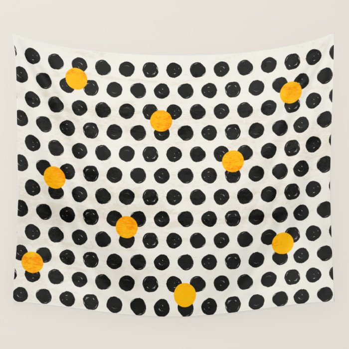Brushed Strokes | Abstract Mid-Century Dots Pattern Wall Tapestry Gallery Image 4