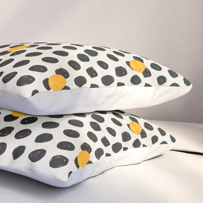 Brushed Strokes | Abstract Mid-Century Dots Pattern Pillow Sham Gallery Image 3