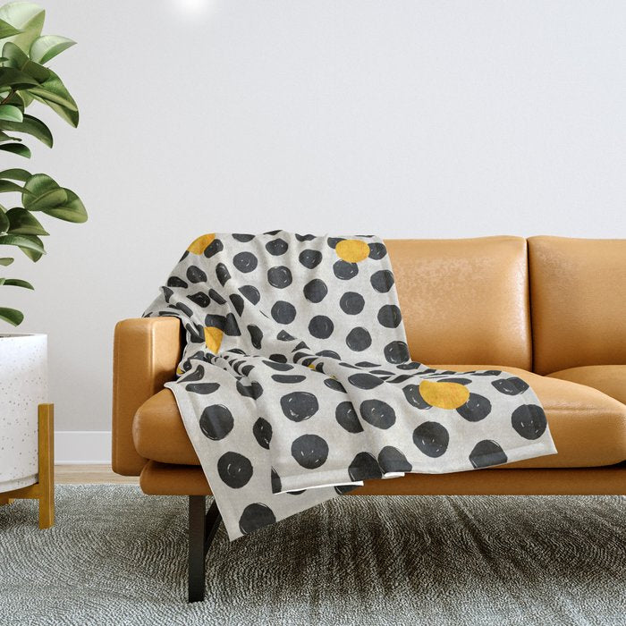Brushed Strokes | Abstract Mid-Century Dots Pattern Throw Blanket Gallery Image 1