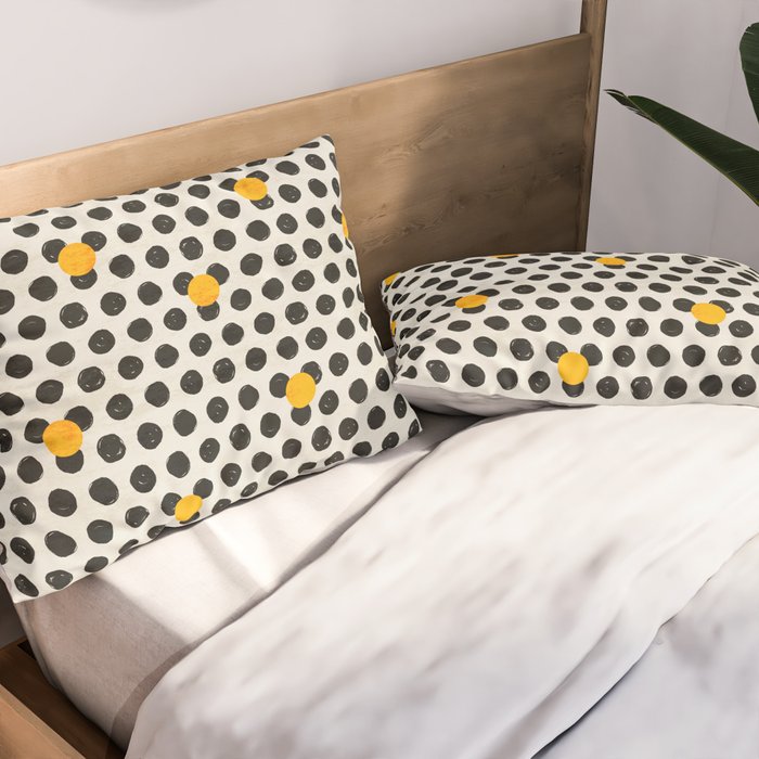 Brushed Strokes | Abstract Mid-Century Dots Pattern Pillow Sham Gallery Image 2