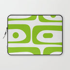 Mid Century Modern Piquet Abstract Pattern in Lime Green and White Laptop Sleeve Gallery Image 1