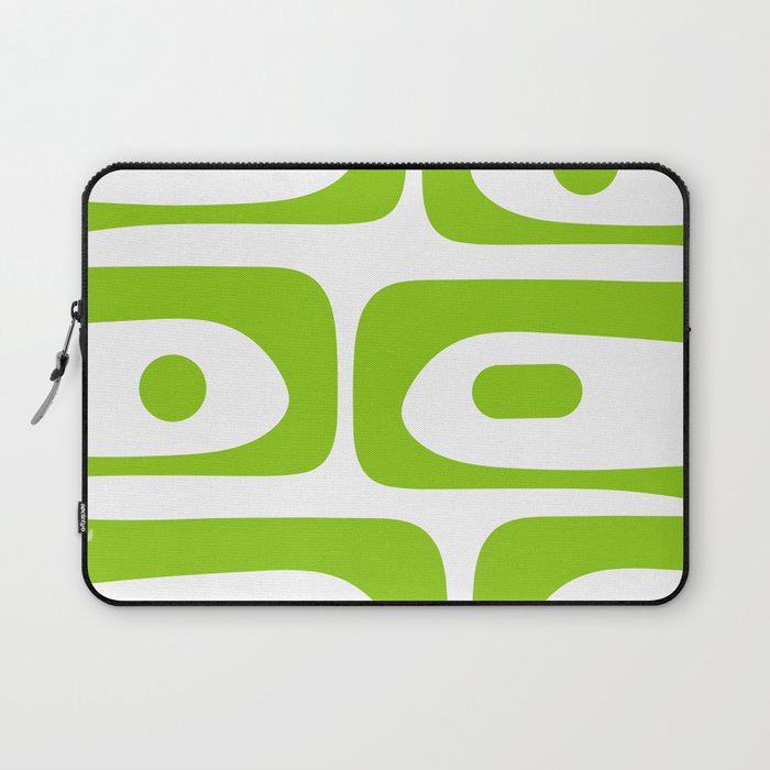 Mid Century Modern Piquet Abstract Pattern in Lime Green and White Laptop Sleeve Gallery Image 1