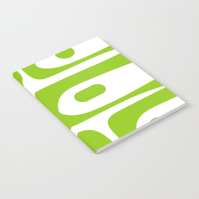 Mid Century Modern Piquet Abstract Pattern in Lime Green and White Notebook Gallery Image 1