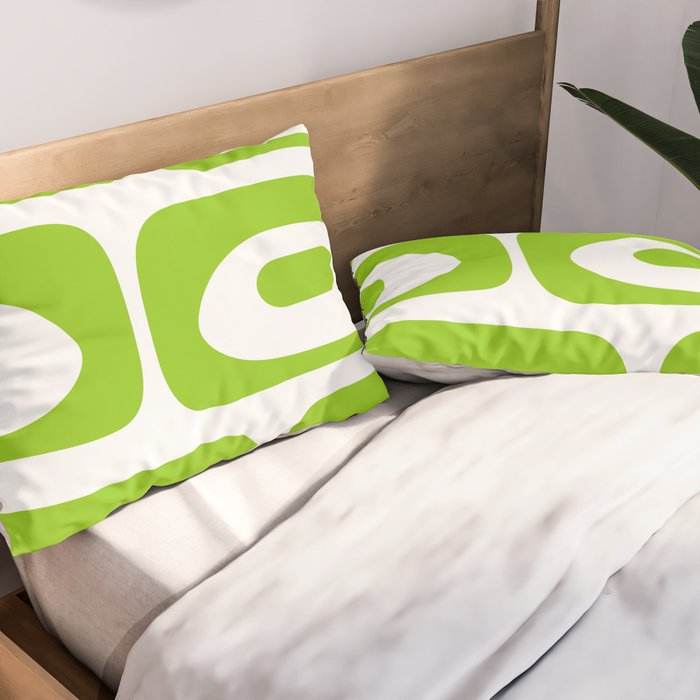 Mid Century Modern Piquet Abstract Pattern in Lime Green and White Pillow Sham Gallery Image 2