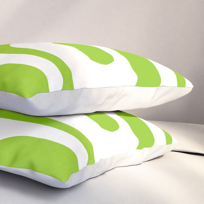 Mid Century Modern Piquet Abstract Pattern in Lime Green and White Pillow Sham Gallery Image 3