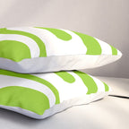 Mid Century Modern Piquet Abstract Pattern in Lime Green and White Pillow Sham Gallery Image 3
