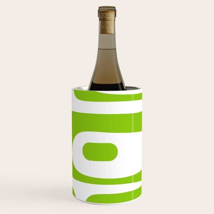 Mid Century Modern Piquet Abstract Pattern in Lime Green and White Wine Chiller Gallery Image 3