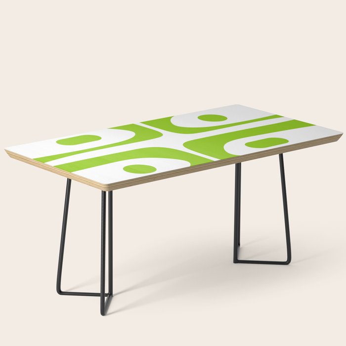 Mid Century Modern Piquet Abstract Pattern in Lime Green and White Coffee Table Gallery Image 1