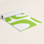 Mid Century Modern Piquet Abstract Pattern in Lime Green and White Yoga Mat Gallery Image 2