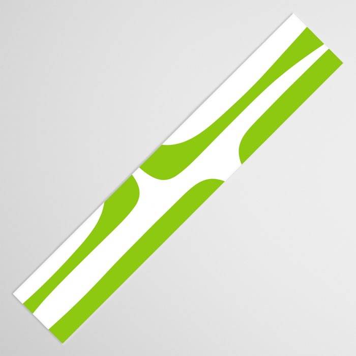 Mid Century Modern Piquet Abstract Pattern in Lime Green and White Table Runner Gallery Image 3
