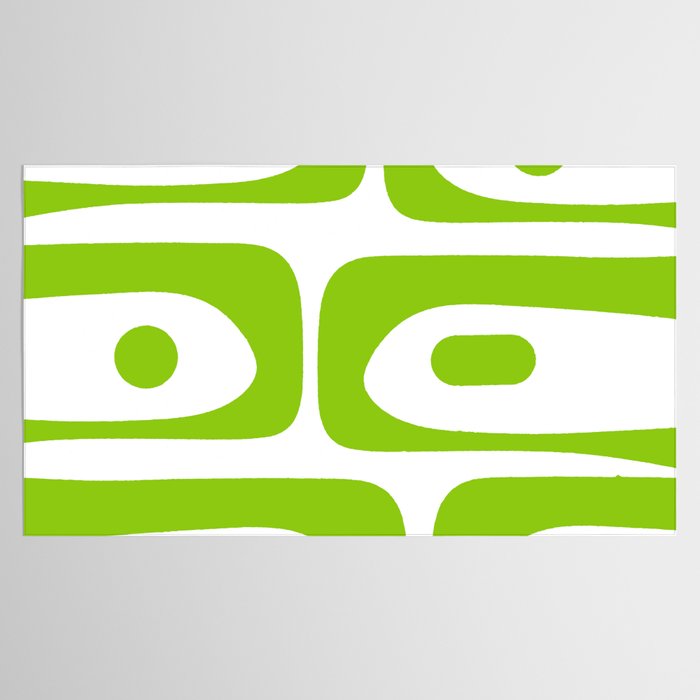 Mid Century Modern Piquet Abstract Pattern in Lime Green and White Tablecloth Gallery Image 2