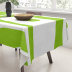 Mid Century Modern Piquet Abstract Pattern in Lime Green and White Tablecloth Gallery Image 3