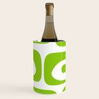 Mid Century Modern Piquet Abstract Pattern in Lime Green and White Wine Chiller Gallery Image 1