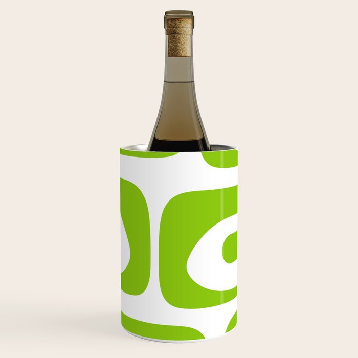 Mid Century Modern Piquet Abstract Pattern in Lime Green and White Wine Chiller Gallery Image 1
