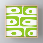 Mid Century Modern Piquet Abstract Pattern in Lime Green and White Mini Art Print Gallery Image 1