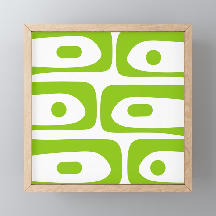 Mid Century Modern Piquet Abstract Pattern in Lime Green and White Mini Art Print Gallery Image 1