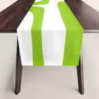 Mid Century Modern Piquet Abstract Pattern in Lime Green and White Table Runner Gallery Image 1