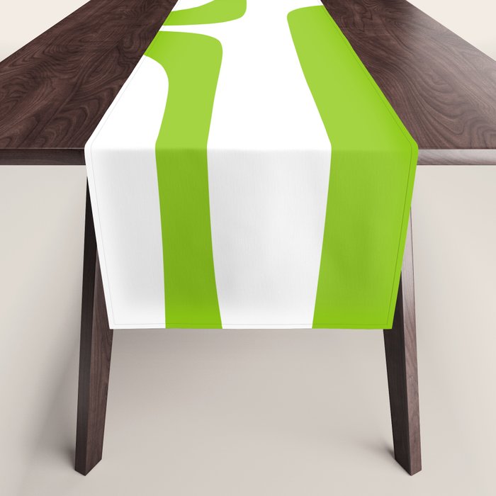 Mid Century Modern Piquet Abstract Pattern in Lime Green and White Table Runner Gallery Image 1