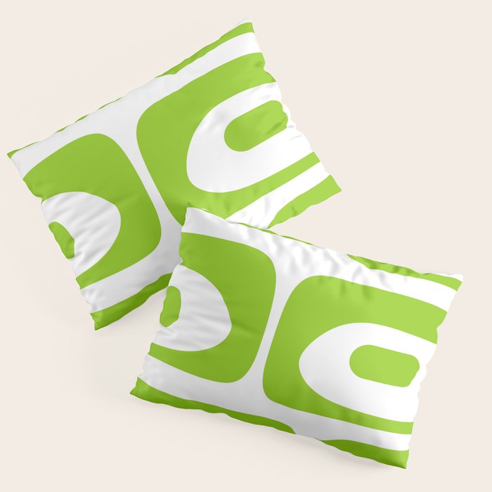 Mid Century Modern Piquet Abstract Pattern in Lime Green and White Pillow Sham Gallery Image 3