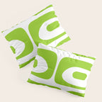 Mid Century Modern Piquet Abstract Pattern in Lime Green and White Pillow Sham Gallery Image 3