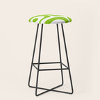 Mid Century Modern Piquet Abstract Pattern in Lime Green and White Stool Gallery Image 1