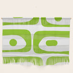 Mid Century Modern Piquet Abstract Pattern in Lime Green and White Wall Hanging Gallery Image 1