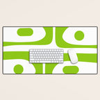 Mid Century Modern Piquet Abstract Pattern in Lime Green and White Desk Mat Gallery Image 1