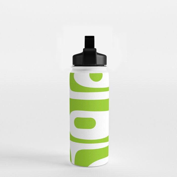 Mid Century Modern Piquet Abstract Pattern in Lime Green and White Water Bottle Gallery Image 2