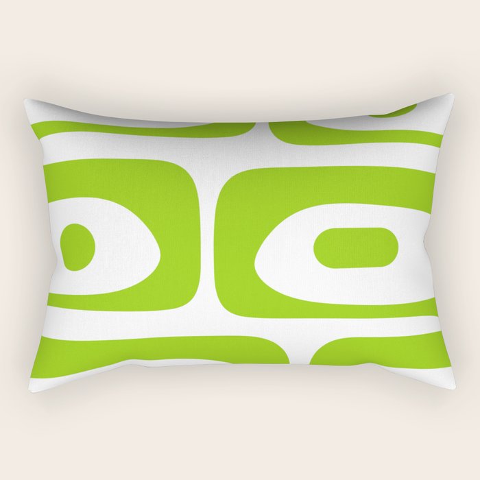Mid Century Modern Piquet Abstract Pattern in Lime Green and White Rectangular Pillow Gallery Image 2