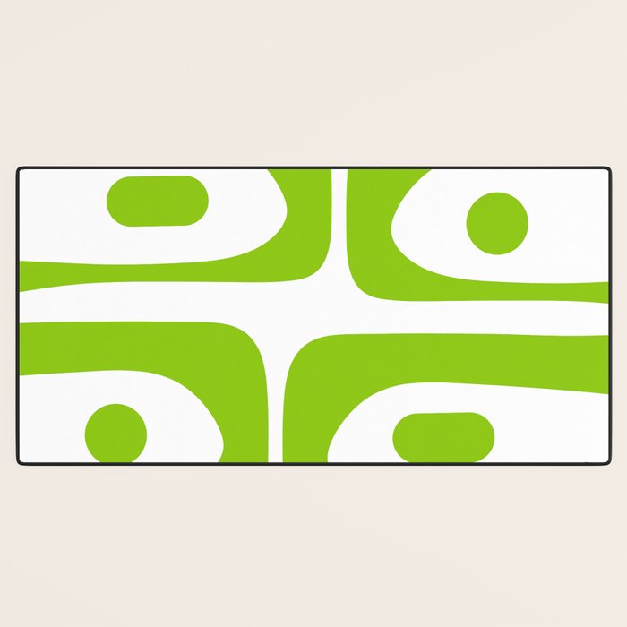 Mid Century Modern Piquet Abstract Pattern in Lime Green and White Desk Mat Gallery Image 3