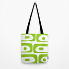 Mid Century Modern Piquet Abstract Pattern in Lime Green and White Tote Bag Gallery Image 2